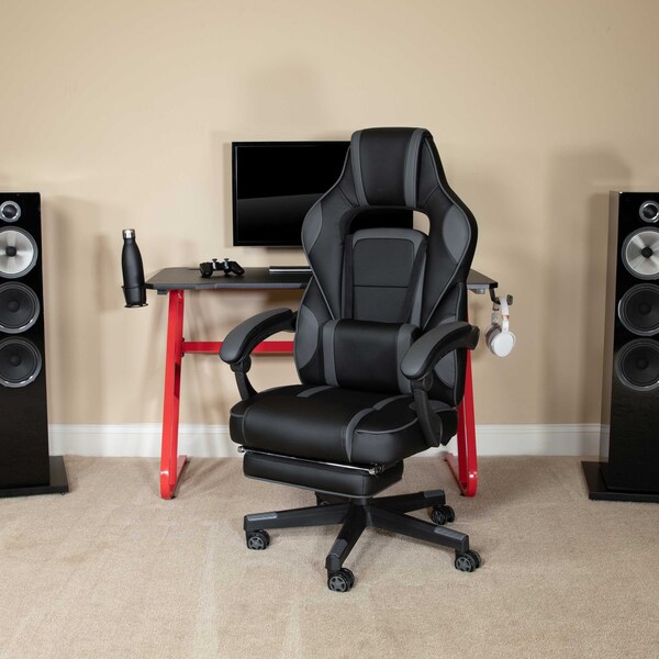 Flash Furniture Red Gaming Desk-Cup Holder/Reclining Chair Set BLN-X40RSG1030-BK-GG - main